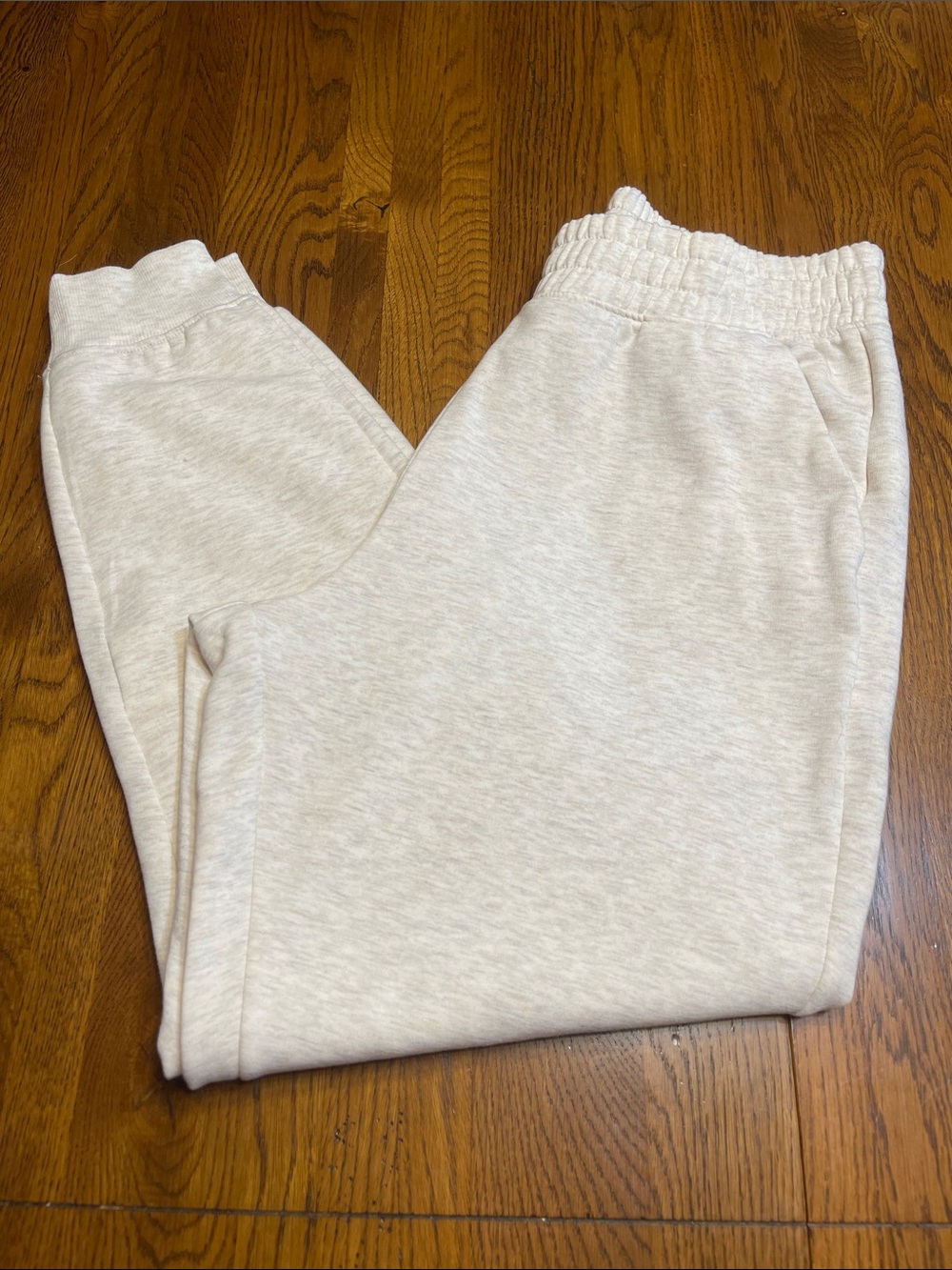 Cozy Elastic-Waist Jogger Pants - Cream